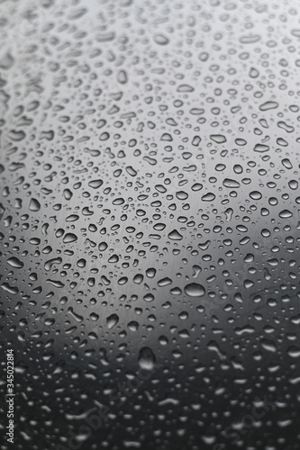 Water droplets on a cold smooth stainless steel surface