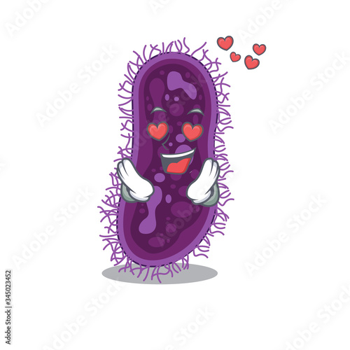 Cute lactobacillus rhamnosus bacteria cartoon character has a falling in love face