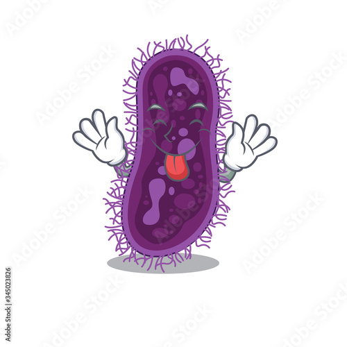 An amusing face lactobacillus rhamnosus bacteria cartoon design with tongue out
