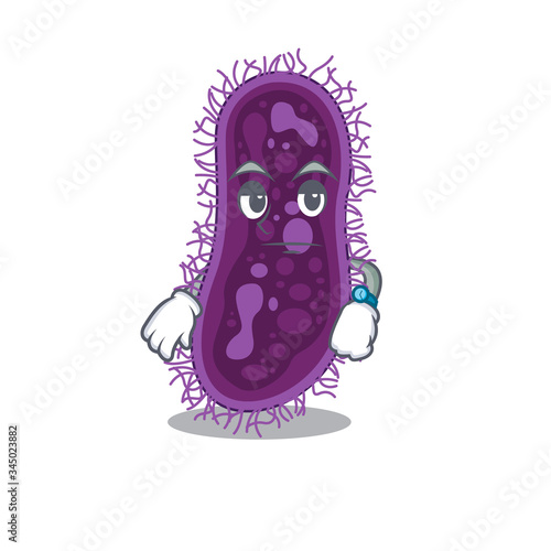 Mascot design of lactobacillus rhamnosus bacteria showing waiting gesture