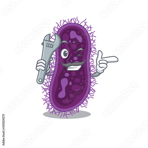 A picture of lactobacillus rhamnosus bacteria mechanic mascot design concept
