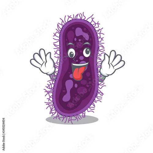 A cartoon design of lactobacillus rhamnosus bacteria having a crazy face