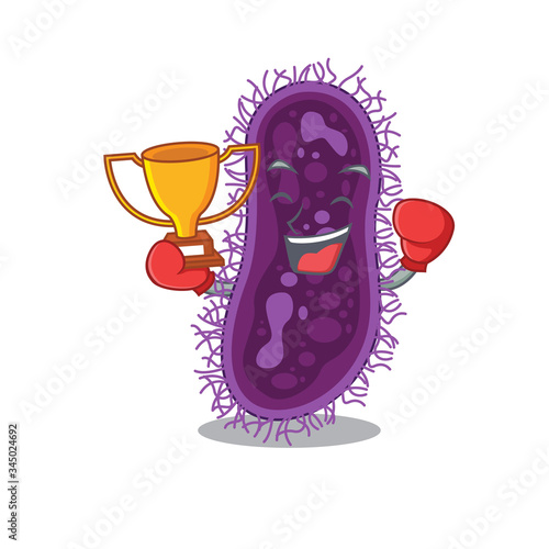 An elegant boxing winner of lactobacillus rhamnosus bacteria mascot design style