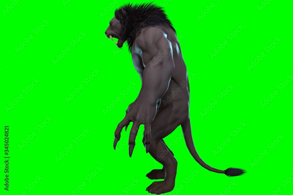 Fantasy character Humanoid Lion in epic pose - 3D render Fantasy character Humanoid Lion in epic pose - 3D render