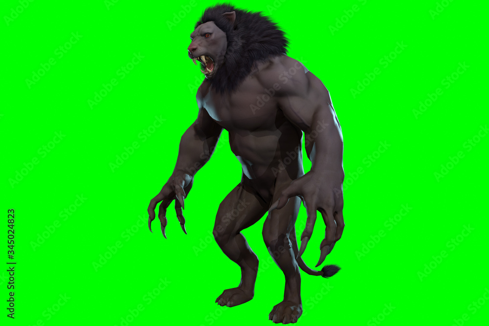 Fantasy character Humanoid Lion in epic pose - 3D render Fantasy character Humanoid Lion in epic pose - 3D render
