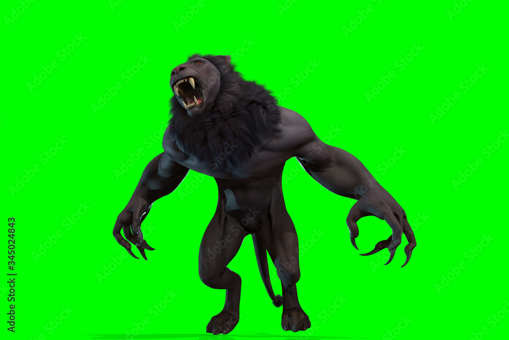 Fantasy character Humanoid Lion in epic pose - 3D render Fantasy character Humanoid Lion in epic pose - 3D render