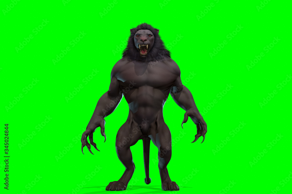 Fantasy character Humanoid Lion in epic pose - 3D render Fantasy character Humanoid Lion in epic pose - 3D render