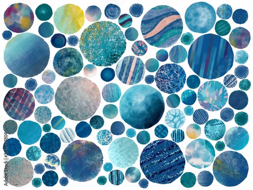 Collage Mixed Media Circles inspired by Pantone 2020 Color of the Year: Classic Blue
