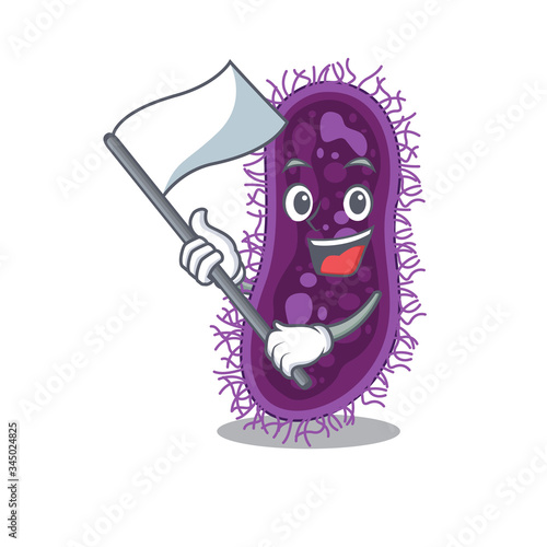 A nationalistic lactobacillus rhamnosus bacteria mascot character design with flag