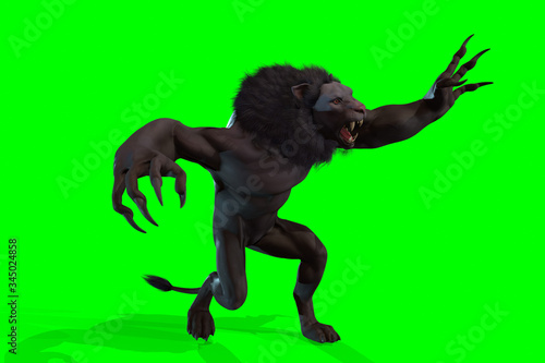 Fantasy character Humanoid Lion in epic pose - 3D render