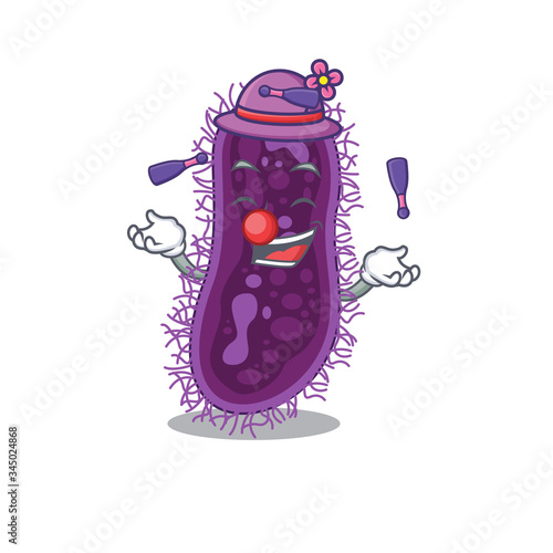 An attractive lactobacillus rhamnosus bacteria cartoon design style playing juggling