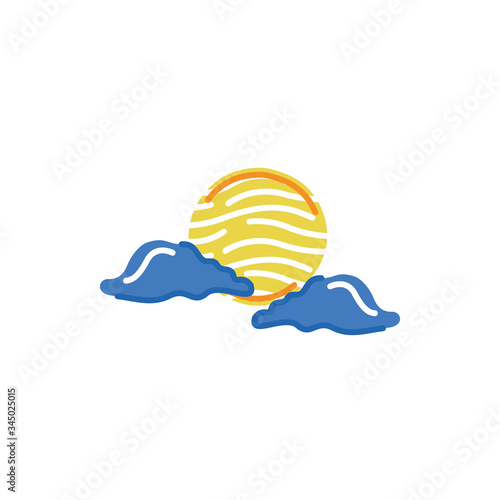 sun with clouds weather symbol isolated icon