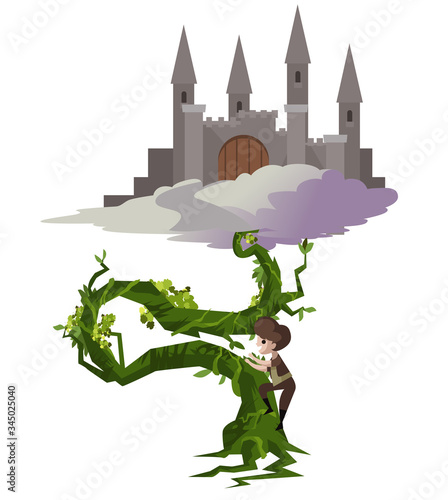 Jack and the beanstalk fairytale and the castle in the sky