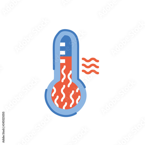 sun with thermometer weather symbol isolated icon