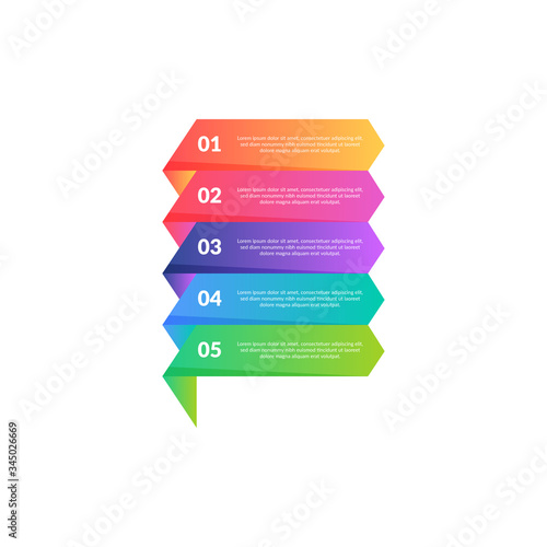 Colorful Business Infographics banners set. Modern template with 5 option or step. Can be used for education, brochures, flyers, workflow layout, diagram, number options, step up options, presentation