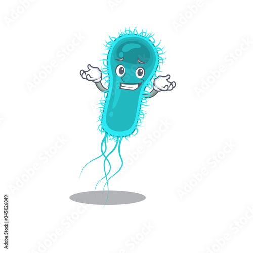 A picture of grinning escherichia coli bacteria cartoon design concept