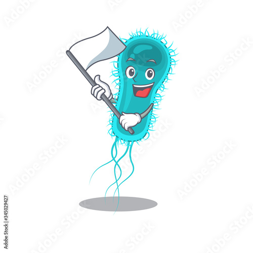 A nationalistic escherichia coli bacteria mascot character design with flag