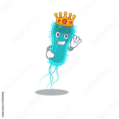 A Wise King of escherichia coli bacteria mascot design style