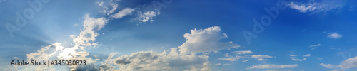 Fototapeta Naklejka Na Ścianę i Meble -  Blue sky panorama with cloud on a sunny day. Beautiful 180 degree panoramic image.