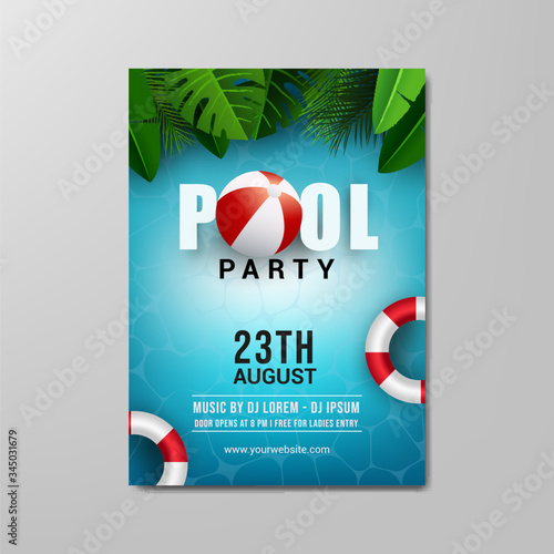 pool party flyer template vector illustration