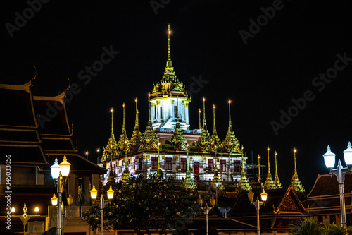 Wat Ratchanatdaram, Bangkok - night view of the temple, Thailand
