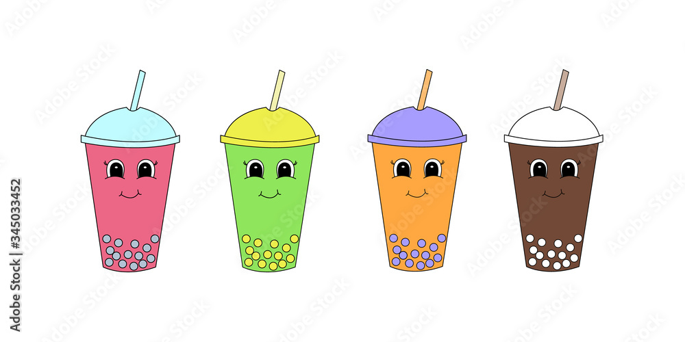Cute cartoon bubble tea. Vector illustration. Cute cartoon bubble tea. Vector illustration.
