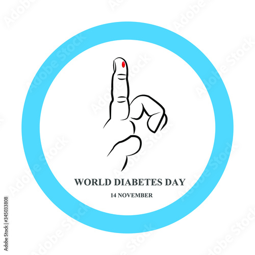 WORLD DIABETES DAY, 14 NOVEMBER, finger hand with bold test diabetes