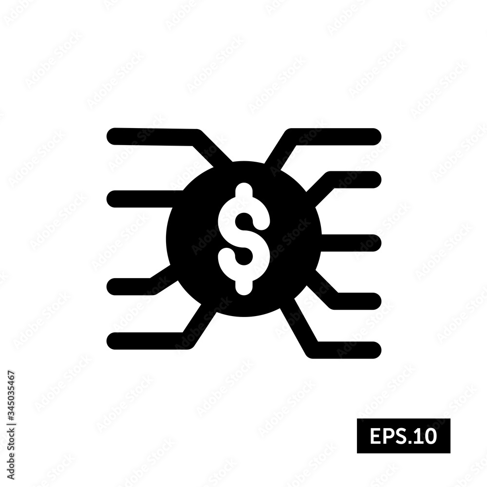 Money System Icon, Money Gear Sign/Symbol Vector Money System Icon, Money Gear Sign/Symbol Vector