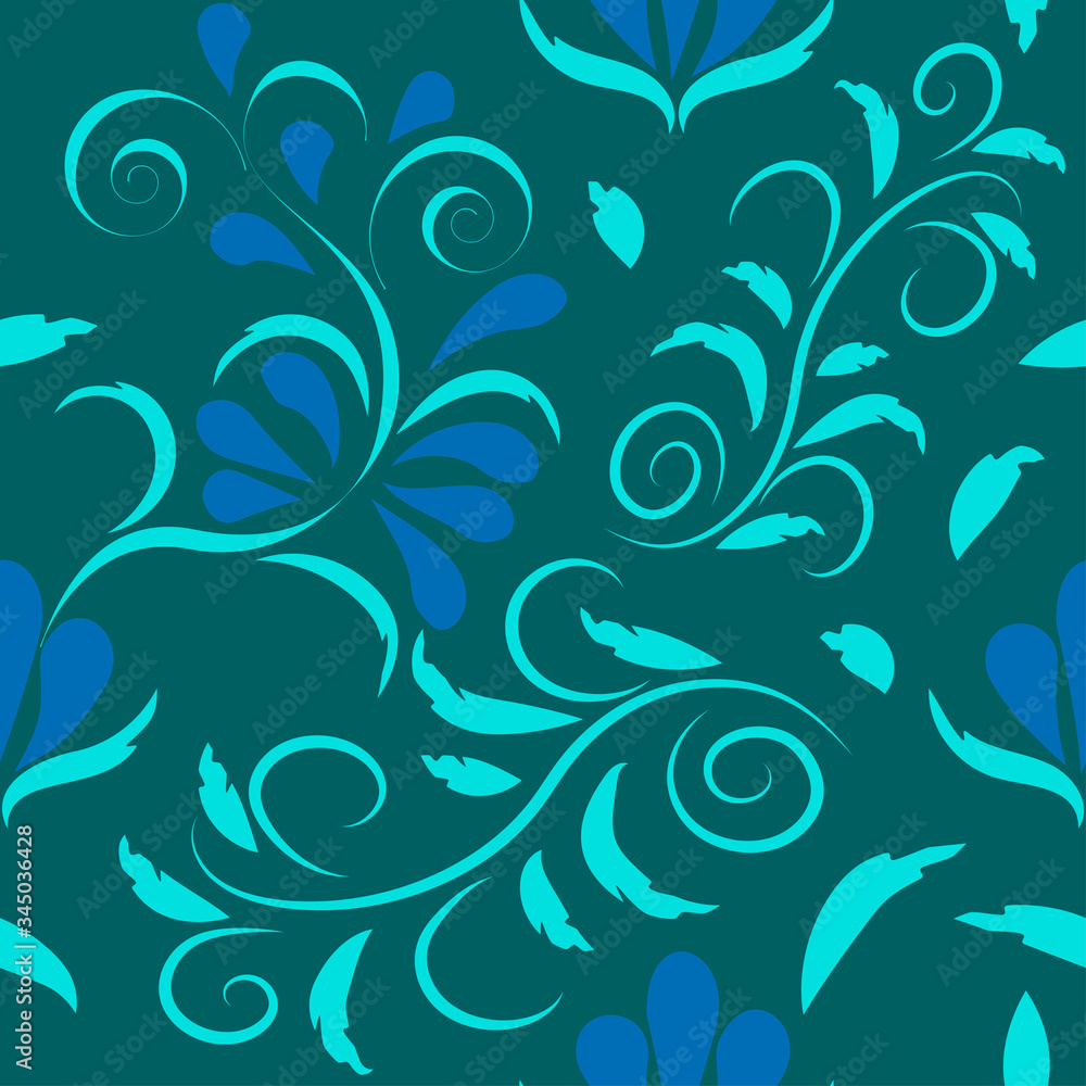 seamless pattern with flowers and leaves hohloma style seamless pattern with flowers and leaves hohloma style