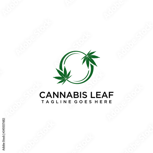 Silhouette of Cannabis marijuana hemp leaf for CBD THC logo design