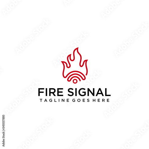 Creative Fire Flames with signal sign design logo Icons Vector Silhouette template