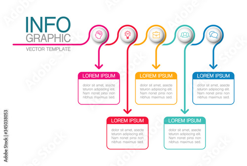 Vector iInfographic template for business, presentations, web design, 5 options.