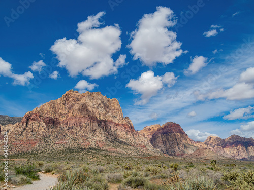 Sunny view of the beautiful Bridge Mountain in Red Rock Canyon area