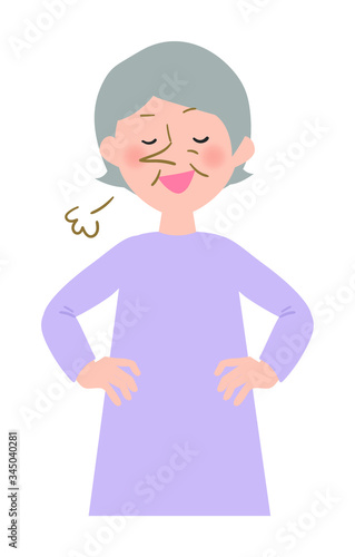 天狗になって嫌味を言うおばあちゃんのベクターイラスト