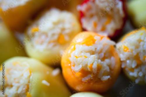 Bell peppers (capsicum) stuffed with rice photo