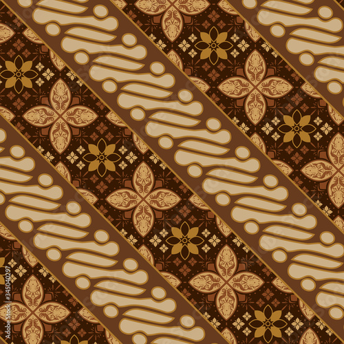 Beautiful traditional batik pattern with brown color seamless design