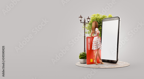 Unusual 3d illustration smart phone application