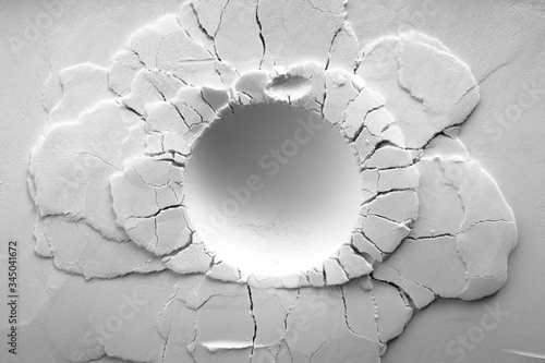 A crater on white background. 