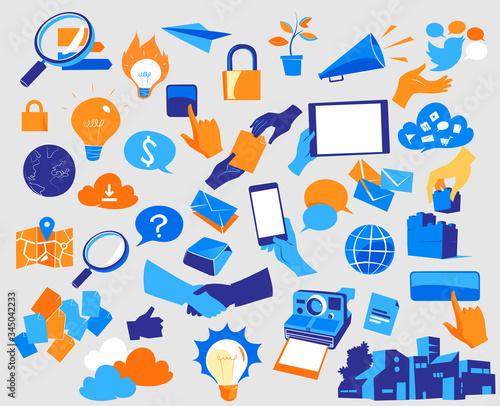 Icone per comunicazione e innovazione digitale