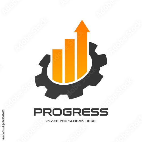 Progress vector logo template. This design use gear and statistic symbol. Suitable for business.