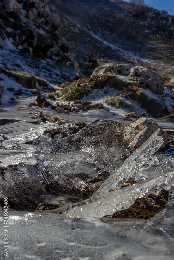 view of frozen mountain lake matese