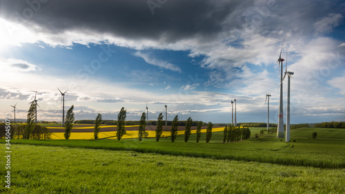 wind mills and cloudy sky