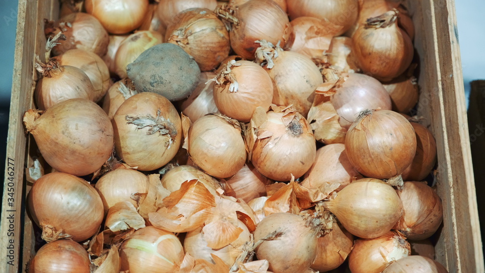 Close-up of counter with onions. Organic food concept Close-up of counter with onions. Organic food concept