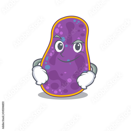 A mascot design of shigella sp. bacteria having confident gesture