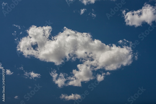 White cumulus clouds in the blue sky
