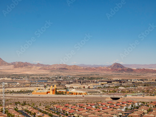 Photography High angle view of the Fiesta Henderson Hotel & Casino and cityscape
