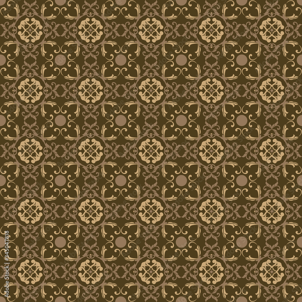 Elegant traditional batik pattern design with brown color design