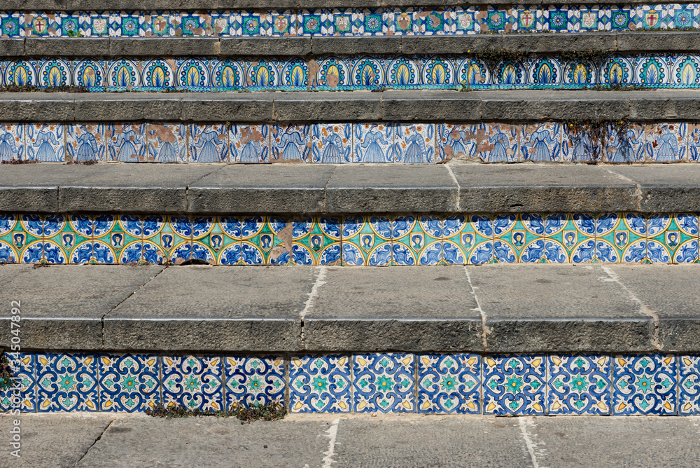 Stairway with polychrome ceramic tiles from Caltagirone Sicilia