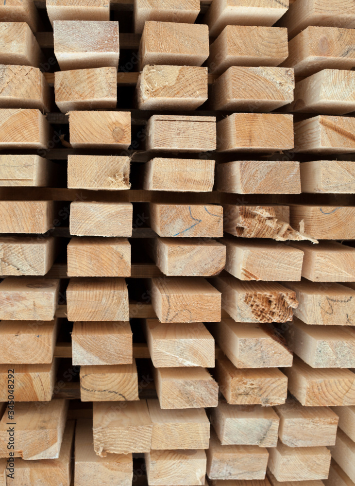 Wooden planks. Beams. Air-drying timber stack. Wooden planks. Beams. Air-drying timber stack.