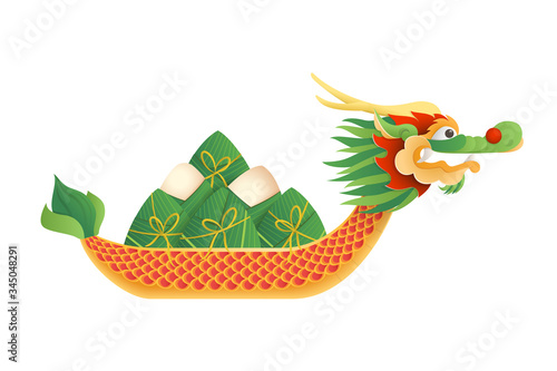 Dragon boat festival - vector illustration isolated on transparent background - Duanwu or Zhongxiao festival photo